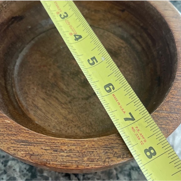 Round wooden rustic vintage footed bowl - Picture 5 of 6